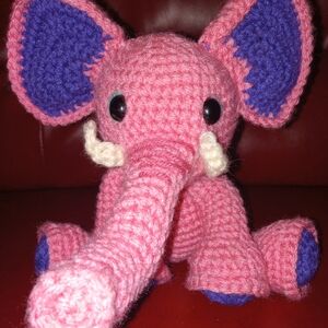 Pink and Purple Crochet Elephant Amigurumi